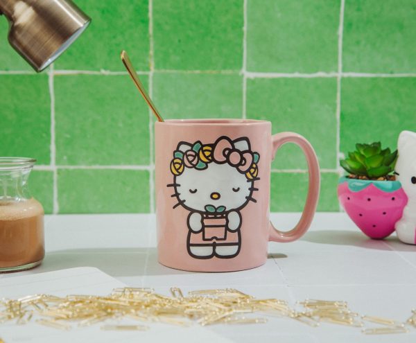 Sanrio Hello Kitty Flower Badge Wax Resist Ceramic Pottery Mug | Holds 18 Ounces on Sale - Image 3
