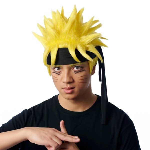 Anime Ninja Adult Yellow Costume Wig Sale