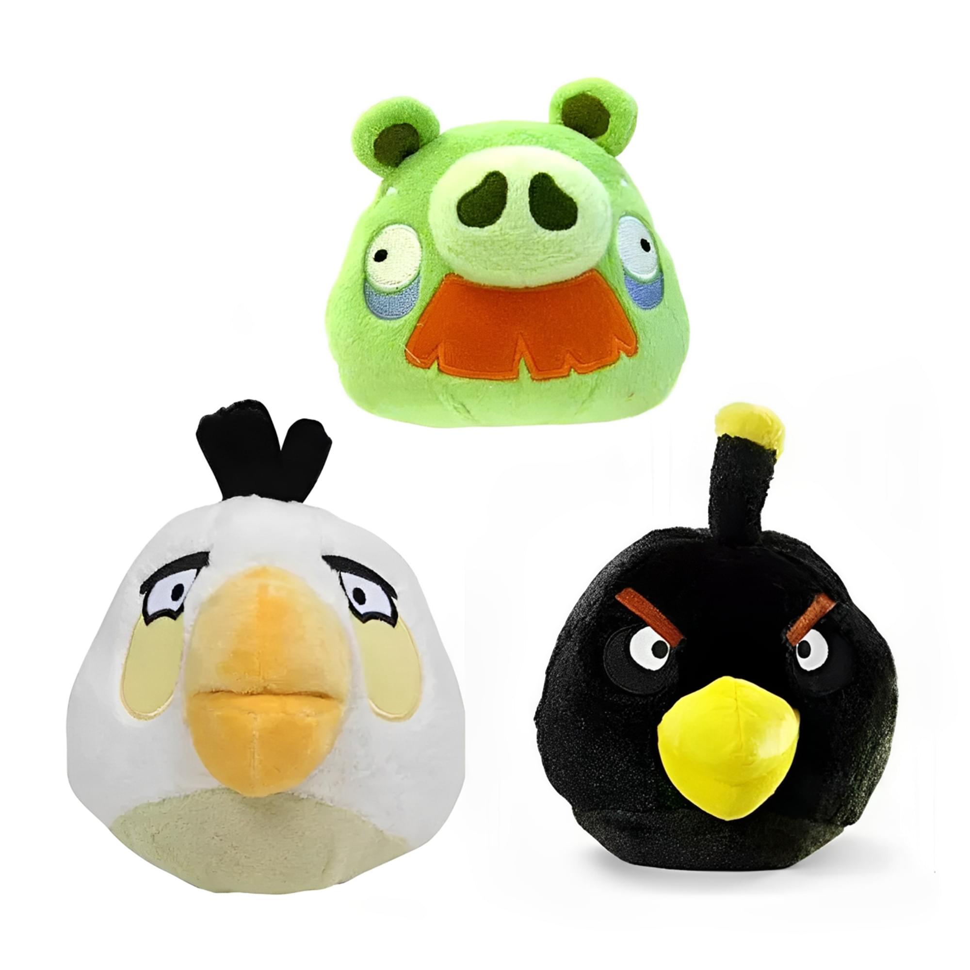 Angry Birds Plush 5  3 Pack Assortment Moustache Pig, Black Bird, White Bird For Discount