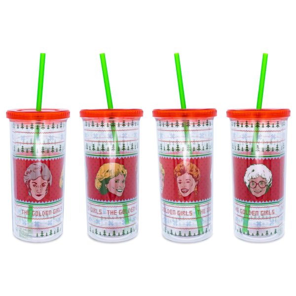 The Golden Girls Holiday Sweater Carnival Cup With Lid and Straw For Discount - Image 2