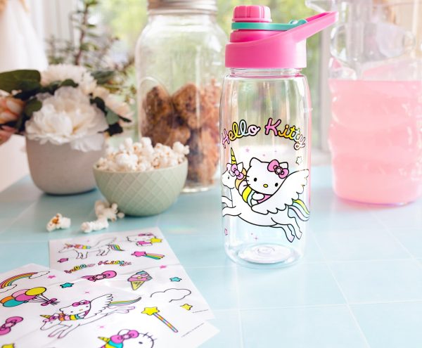 Sanrio Hello Kitty Unicorn Twist Spout Water Bottle and Sticker Set | 20 Ounces Supply - Image 3