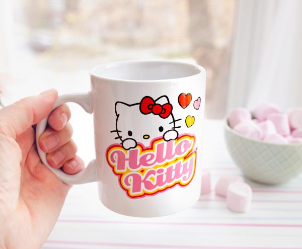 Sanrio Hello Kitty Peek-A-Boo Hearts Ceramic Mug | Holds 12 Ounces Sale - Image 4