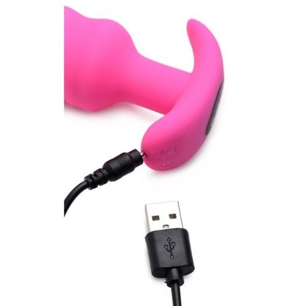 Bang! 21x Vibrating Silicone Swirl Butt Plug W- Remote Pink Online Sale - Image 2